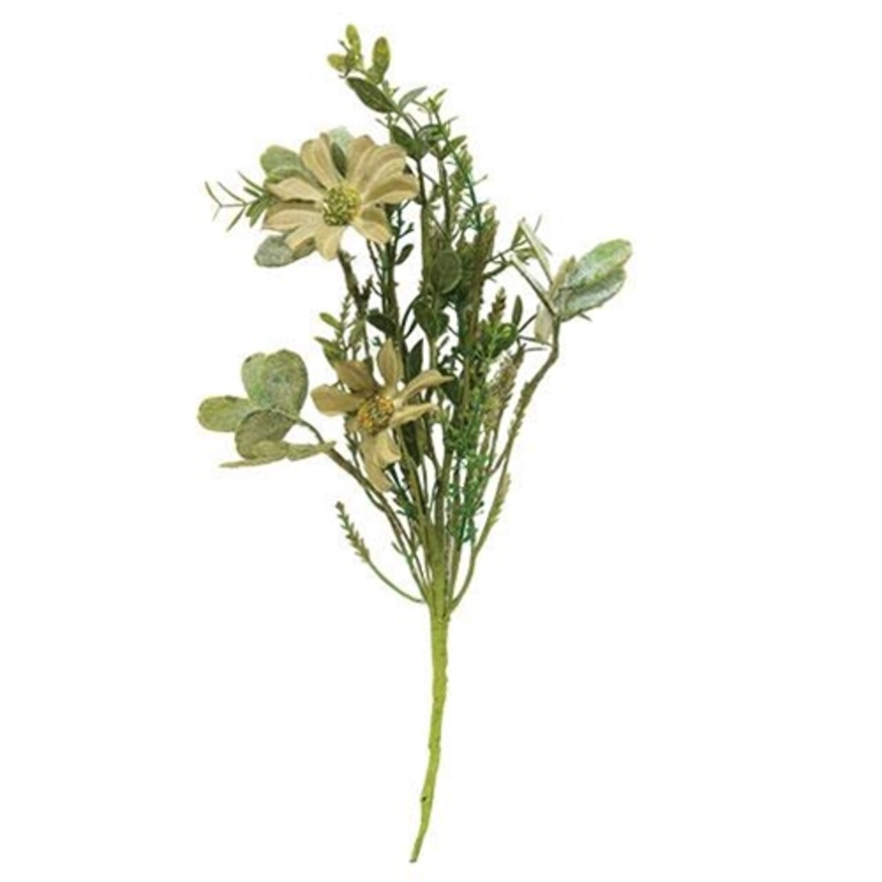 Set of 3 Artificial White Daisy Pick 12 Inch Floral Stem Fabric Petals Rustic Decor